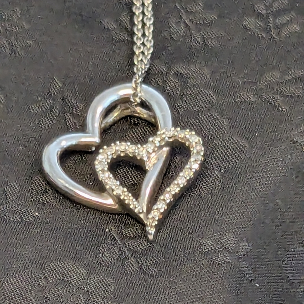 Sterling Silver Diamond Heart Pendant Necklace - Picture 6 of 13